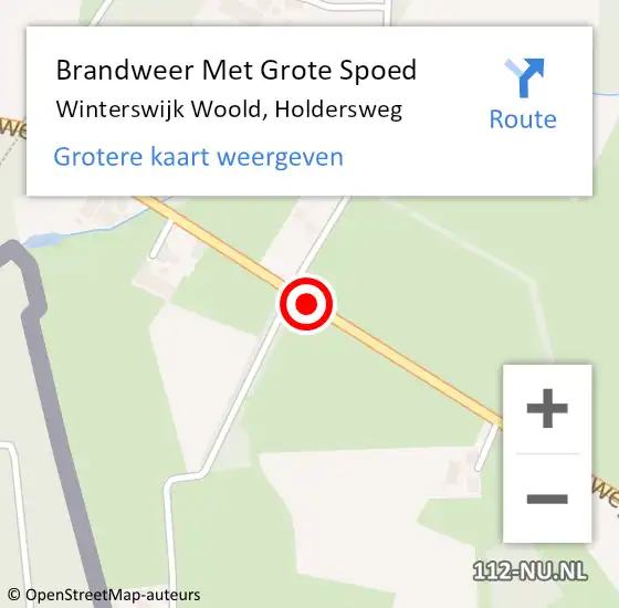 Locatie op kaart van de 112 melding: Brandweer Met Grote Spoed Naar Winterswijk Woold, Holdersweg op 18 september 2018 11:40