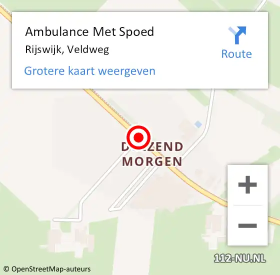 Locatie op kaart van de 112 melding: Ambulance Met Spoed Naar Rijswijk, Veldweg op 18 september 2018 11:40