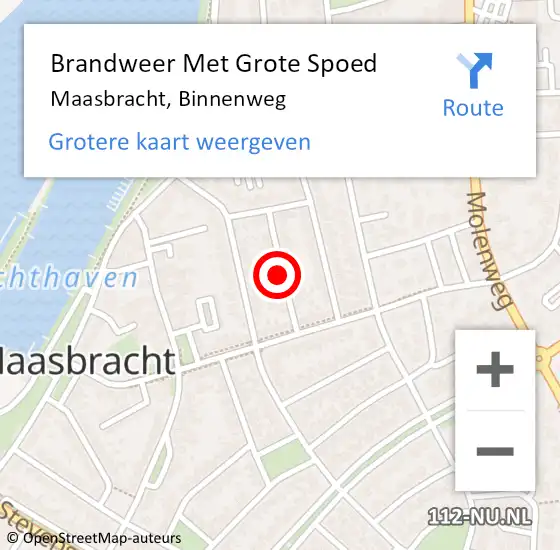 Locatie op kaart van de 112 melding: Brandweer Met Grote Spoed Naar Maasbracht, Binnenweg op 18 september 2018 11:58