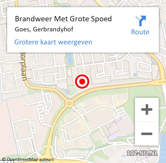 Locatie op kaart van de 112 melding: Brandweer Met Grote Spoed Naar Goes, Gerbrandyhof op 24 september 2013 20:21