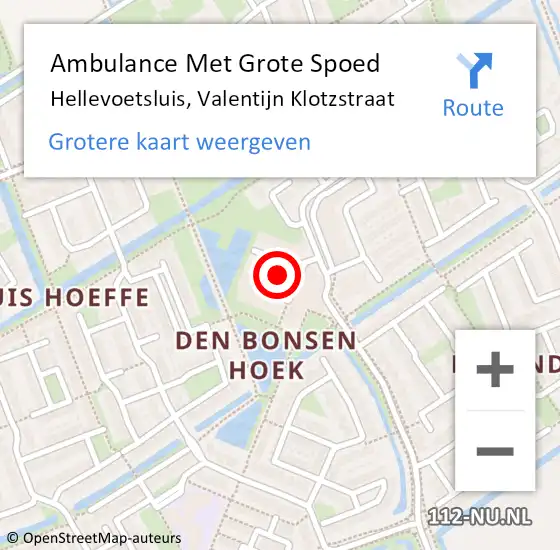 Locatie op kaart van de 112 melding: Ambulance Met Grote Spoed Naar Hellevoetsluis, Valentijn Klotzstraat op 18 september 2018 13:15