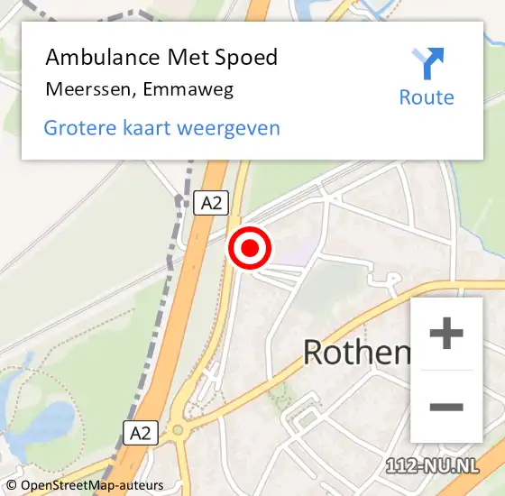 Locatie op kaart van de 112 melding: Ambulance Met Spoed Naar Meerssen, Emmaweg op 9 maart 2014 13:19