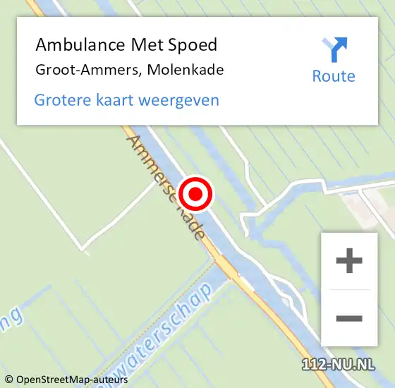 Locatie op kaart van de 112 melding: Ambulance Met Spoed Naar Groot-Ammers, Molenkade op 18 september 2018 14:12