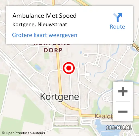 Locatie op kaart van de 112 melding: Ambulance Met Spoed Naar Kortgene, Nieuwstraat op 18 september 2018 14:58