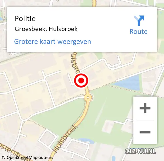 Locatie op kaart van de 112 melding: Politie Groesbeek, Hulsbroek op 18 september 2018 15:15