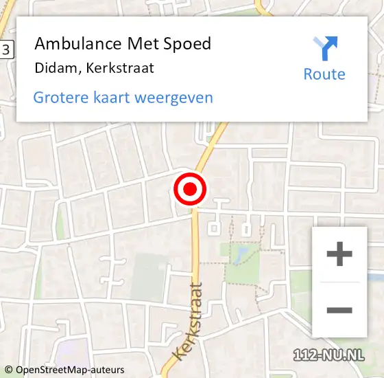 Locatie op kaart van de 112 melding: Ambulance Met Spoed Naar Didam, Kerkstraat op 18 september 2018 16:25