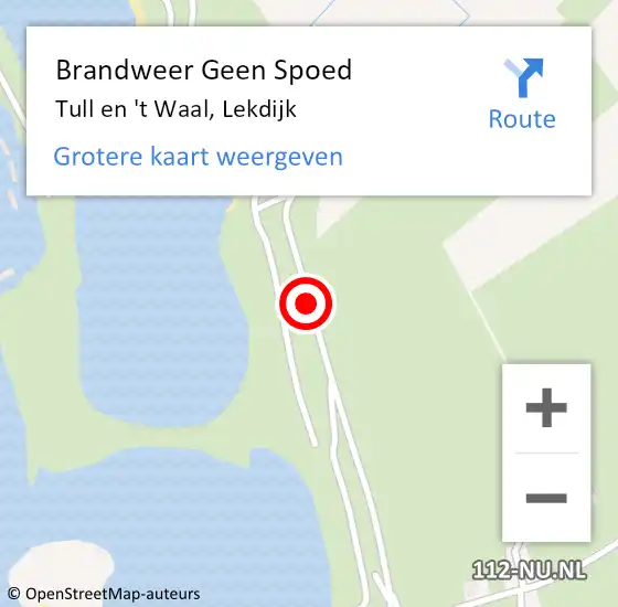 Locatie op kaart van de 112 melding: Brandweer Geen Spoed Naar Tull en 't Waal, Lekdijk op 18 september 2018 16:29