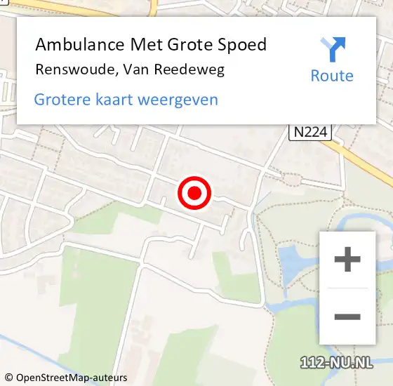 Locatie op kaart van de 112 melding: Ambulance Met Grote Spoed Naar Renswoude, Van Reedeweg op 18 september 2018 16:41