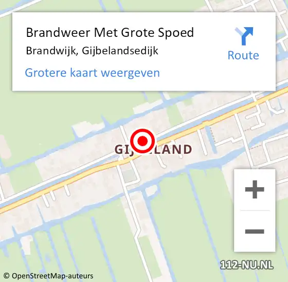 Locatie op kaart van de 112 melding: Brandweer Met Grote Spoed Naar Brandwijk, Gijbelandsedijk op 18 september 2018 16:48