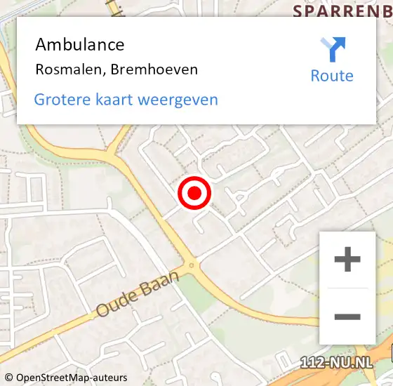 Locatie op kaart van de 112 melding: Ambulance Rosmalen, Bremhoeven op 18 september 2018 16:57