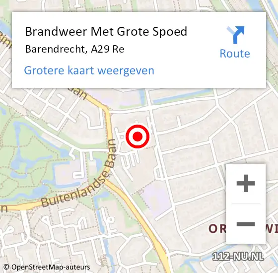 Locatie op kaart van de 112 melding: Brandweer Met Grote Spoed Naar Barendrecht, A29 Re op 18 september 2018 17:04