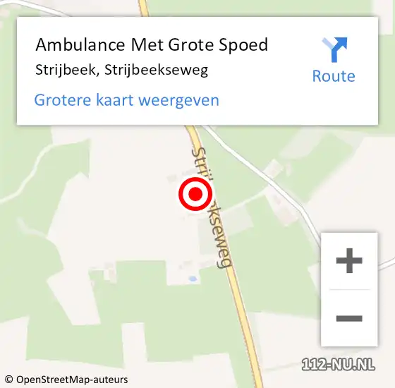 Locatie op kaart van de 112 melding: Ambulance Met Grote Spoed Naar Strijbeek, Strijbeekseweg op 9 maart 2014 13:44