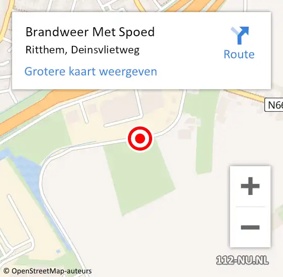 Locatie op kaart van de 112 melding: Brandweer Met Spoed Naar Ritthem, Deinsvlietweg op 18 september 2018 17:31