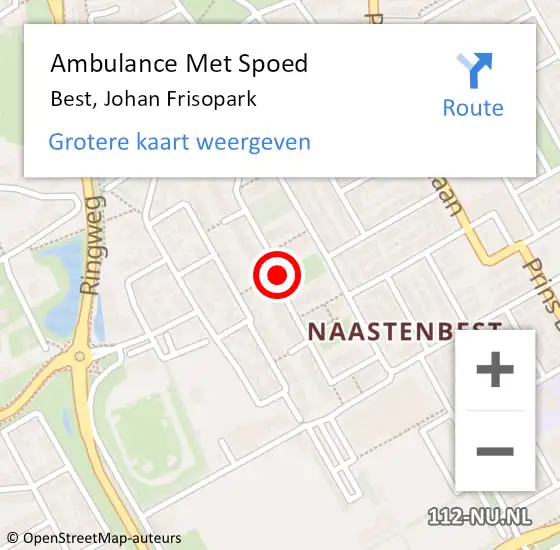 Locatie op kaart van de 112 melding: Ambulance Met Spoed Naar Best, Johan Frisopark op 18 september 2018 18:09
