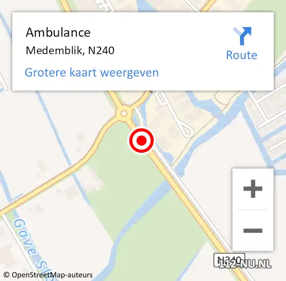 Locatie op kaart van de 112 melding: Ambulance Medemblik, N240 op 18 september 2018 18:14