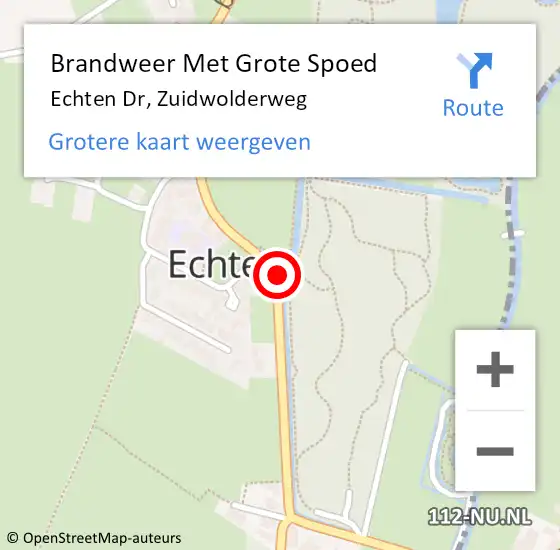 Locatie op kaart van de 112 melding: Brandweer Met Grote Spoed Naar Echten Dr, Zuidwolderweg op 18 september 2018 18:23