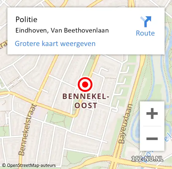 Locatie op kaart van de 112 melding: Politie Eindhoven, Van Beethovenlaan op 18 september 2018 18:38