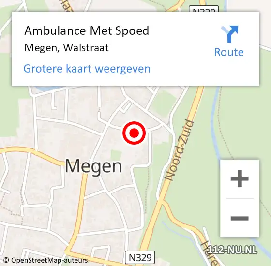 Locatie op kaart van de 112 melding: Ambulance Met Spoed Naar Megen, Walstraat op 18 september 2018 18:49