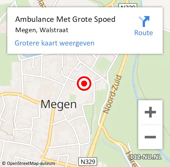 Locatie op kaart van de 112 melding: Ambulance Met Grote Spoed Naar Megen, Walstraat op 18 september 2018 18:53
