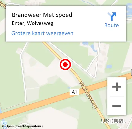 Locatie op kaart van de 112 melding: Brandweer Met Spoed Naar Enter, Wolvesweg op 18 september 2018 19:32