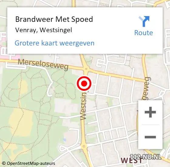 Locatie op kaart van de 112 melding: Brandweer Met Spoed Naar Venray, Westsingel op 18 september 2018 20:34