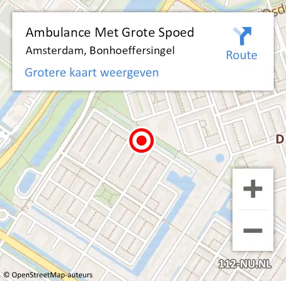 Locatie op kaart van de 112 melding: Ambulance Met Grote Spoed Naar Amsterdam, Bonhoeffersingel op 18 september 2018 20:37