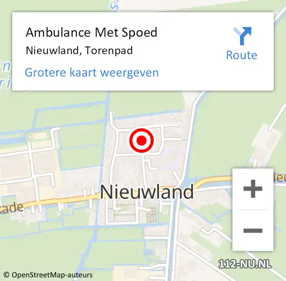 Locatie op kaart van de 112 melding: Ambulance Met Spoed Naar Nieuwland, Torenpad op 18 september 2018 20:42