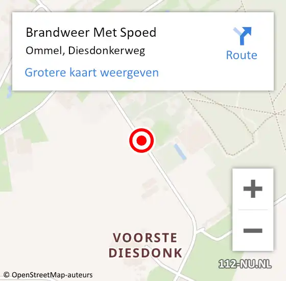 Locatie op kaart van de 112 melding: Brandweer Met Spoed Naar Ommel, Diesdonkerweg op 18 september 2018 21:02