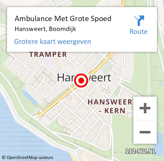 Locatie op kaart van de 112 melding: Ambulance Met Grote Spoed Naar Hansweert, Boomdijk op 18 september 2018 21:59