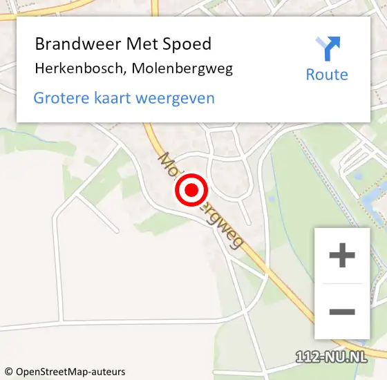 Locatie op kaart van de 112 melding: Brandweer Met Spoed Naar Herkenbosch, Molenbergweg op 18 september 2018 23:17