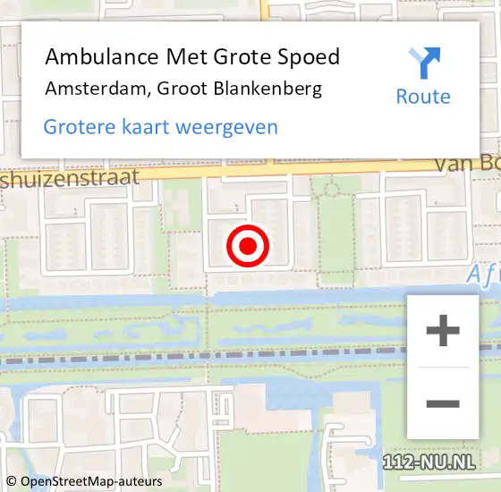 Locatie op kaart van de 112 melding: Ambulance Met Grote Spoed Naar Amsterdam, Groot Blankenberg op 18 september 2018 23:19