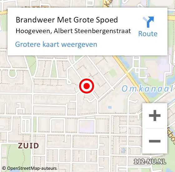 Locatie op kaart van de 112 melding: Brandweer Met Grote Spoed Naar Hoogeveen, Albert Steenbergenstraat op 18 september 2018 23:40