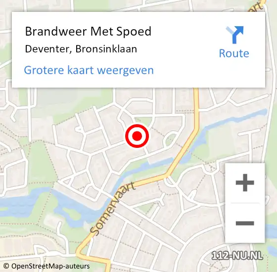 Locatie op kaart van de 112 melding: Brandweer Met Spoed Naar Deventer, Bronsinklaan op 18 september 2018 23:51