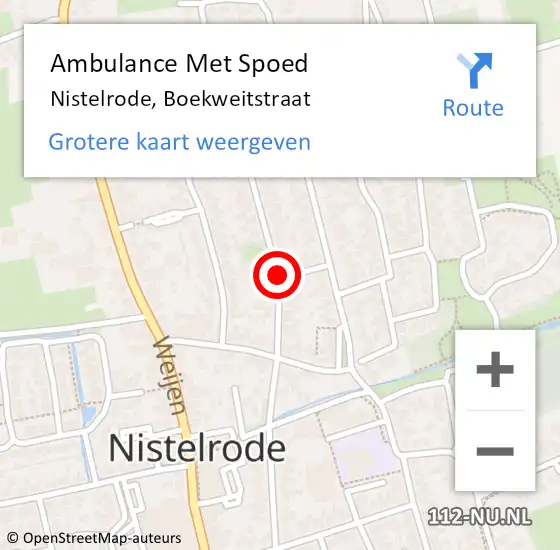 Locatie op kaart van de 112 melding: Ambulance Met Spoed Naar Nistelrode, Boekweitstraat op 19 september 2018 01:01