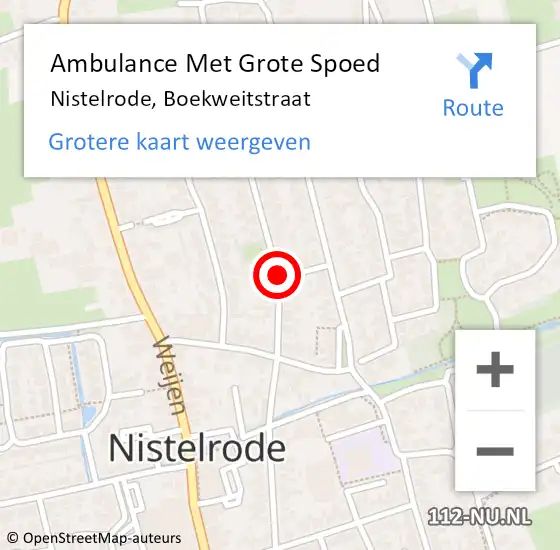 Locatie op kaart van de 112 melding: Ambulance Met Grote Spoed Naar Nistelrode, Boekweitstraat op 19 september 2018 01:22