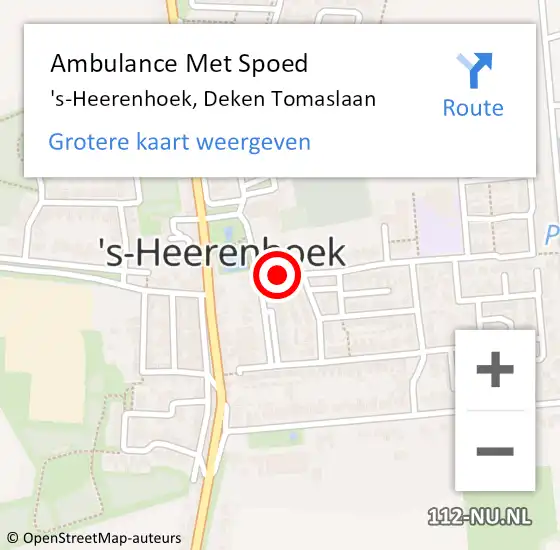 Locatie op kaart van de 112 melding: Ambulance Met Spoed Naar 's-Heerenhoek, Deken Tomaslaan op 19 september 2018 03:30