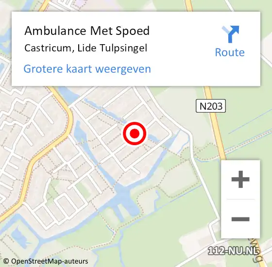 Locatie op kaart van de 112 melding: Ambulance Met Spoed Naar Castricum, Lide Tulpsingel op 19 september 2018 04:02