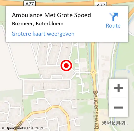 Locatie op kaart van de 112 melding: Ambulance Met Grote Spoed Naar Boxmeer, Boterbloem op 19 september 2018 06:03