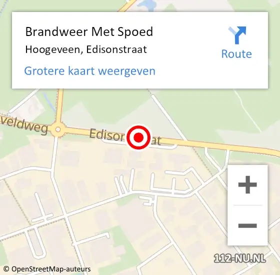 Locatie op kaart van de 112 melding: Brandweer Met Spoed Naar Hoogeveen, Edisonstraat op 19 september 2018 07:04