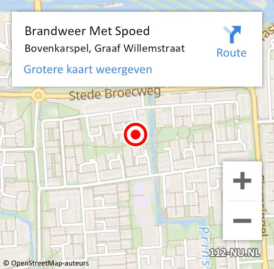 Locatie op kaart van de 112 melding: Brandweer Met Spoed Naar Bovenkarspel, Graaf Willemstraat op 19 september 2018 07:21