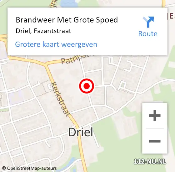 Locatie op kaart van de 112 melding: Brandweer Met Grote Spoed Naar Driel, Fazantstraat op 19 september 2018 09:22