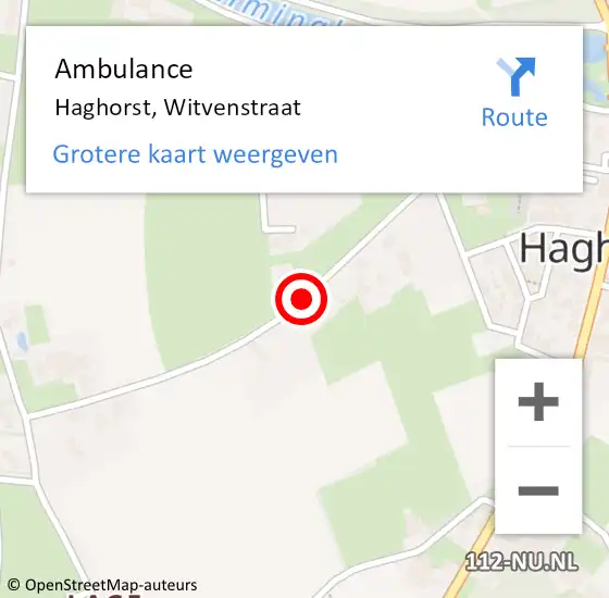 Locatie op kaart van de 112 melding: Ambulance Haghorst, Witvenstraat op 19 september 2018 09:48
