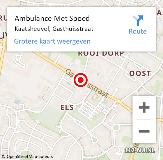 Locatie op kaart van de 112 melding: Ambulance Met Spoed Naar Kaatsheuvel, Gasthuisstraat op 19 september 2018 10:20
