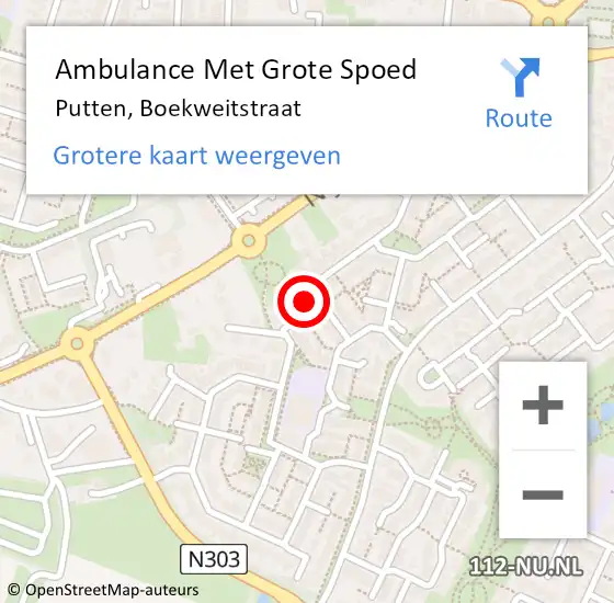 Locatie op kaart van de 112 melding: Ambulance Met Grote Spoed Naar Putten, Boekweitstraat op 9 maart 2014 14:43