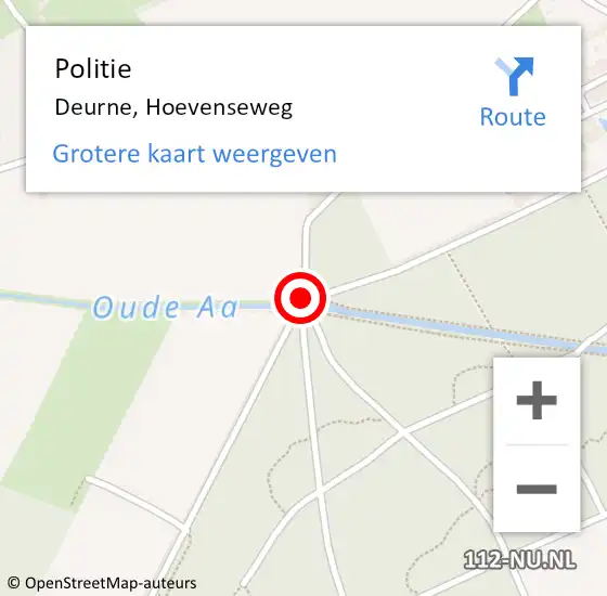 Locatie op kaart van de 112 melding: Politie Deurne, Hoevenseweg op 19 september 2018 10:37