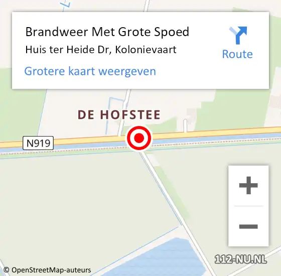 Locatie op kaart van de 112 melding: Brandweer Met Grote Spoed Naar Huis ter Heide Dr, Kolonievaart op 19 september 2018 10:37