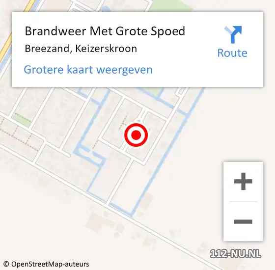 Locatie op kaart van de 112 melding: Brandweer Met Grote Spoed Naar Breezand, Keizerskroon op 19 september 2018 10:56