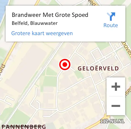 Locatie op kaart van de 112 melding: Brandweer Met Grote Spoed Naar Belfeld, Blauwwater op 19 september 2018 10:59