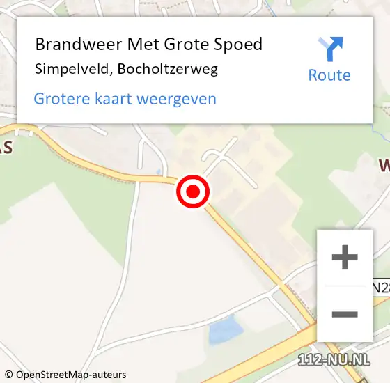 Locatie op kaart van de 112 melding: Brandweer Met Grote Spoed Naar Simpelveld, Bocholtzerweg op 19 september 2018 11:27