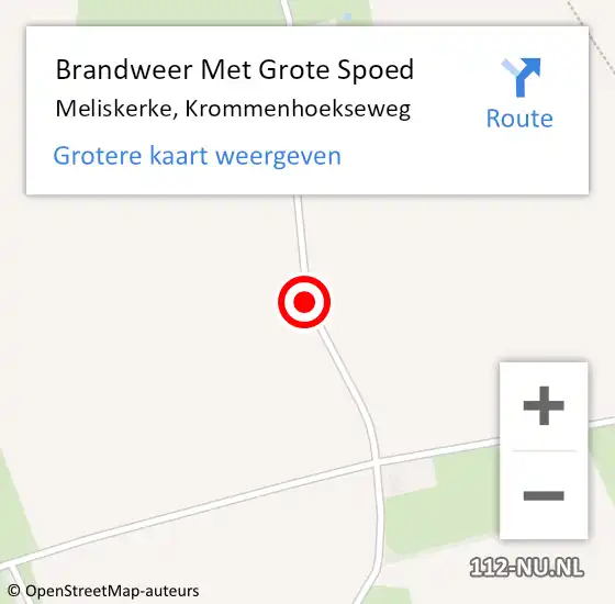 Locatie op kaart van de 112 melding: Brandweer Met Grote Spoed Naar Meliskerke, Krommenhoekseweg op 19 september 2018 11:28